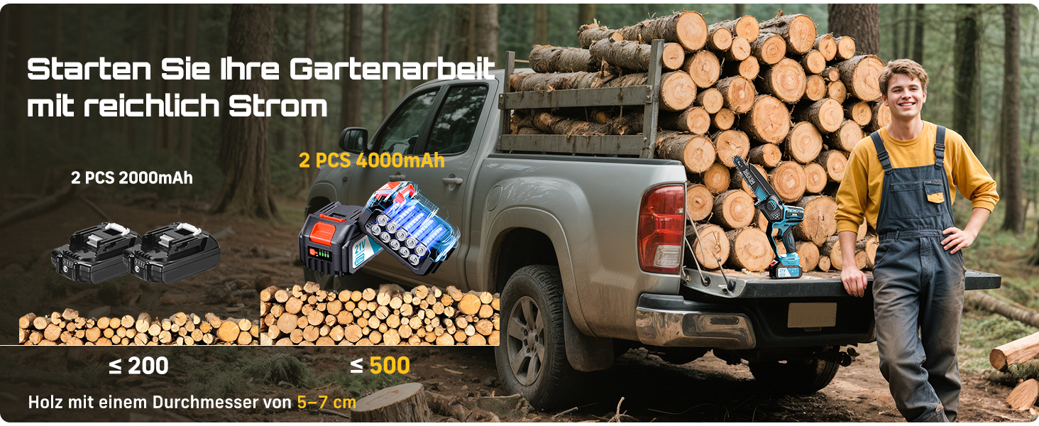 SEESII Безщіткова міні-пилка 6 дюймів, ручна акумуляторна пилка з 2 * 4000 mAh акумуляторами, одноручна акумуляторна пилка з автоматичним змащенням, сумісна з акумулятором Makita 18V, електрична пилка для дерева, гілок 6 дюймів безщіткова (6+8 дюймів безщіткова)