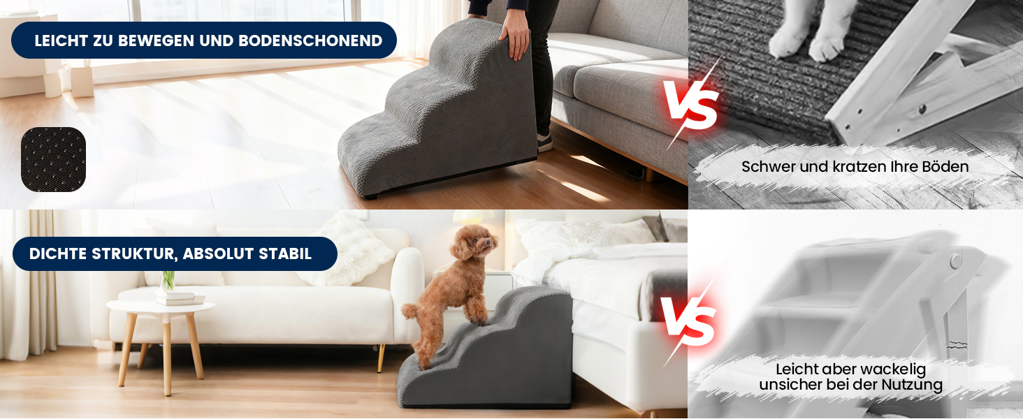 Сходинки для собак Mora Pets: зручні та безпечні для маленьких собак, 3 сходинки, 40 см, знімний, водостійкий чохол