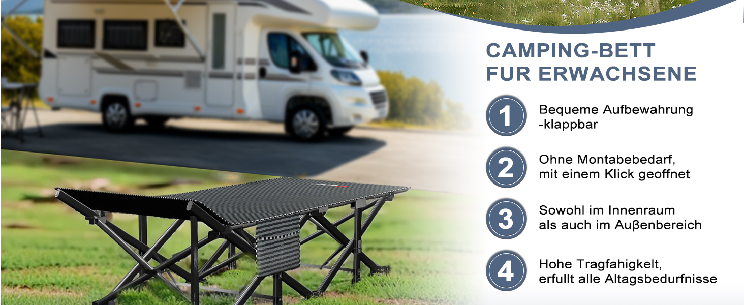 Кемпінгове ліжко Peirhw: складане, широке, з матрацом, до 200 кг, легке та портативне для подорожей