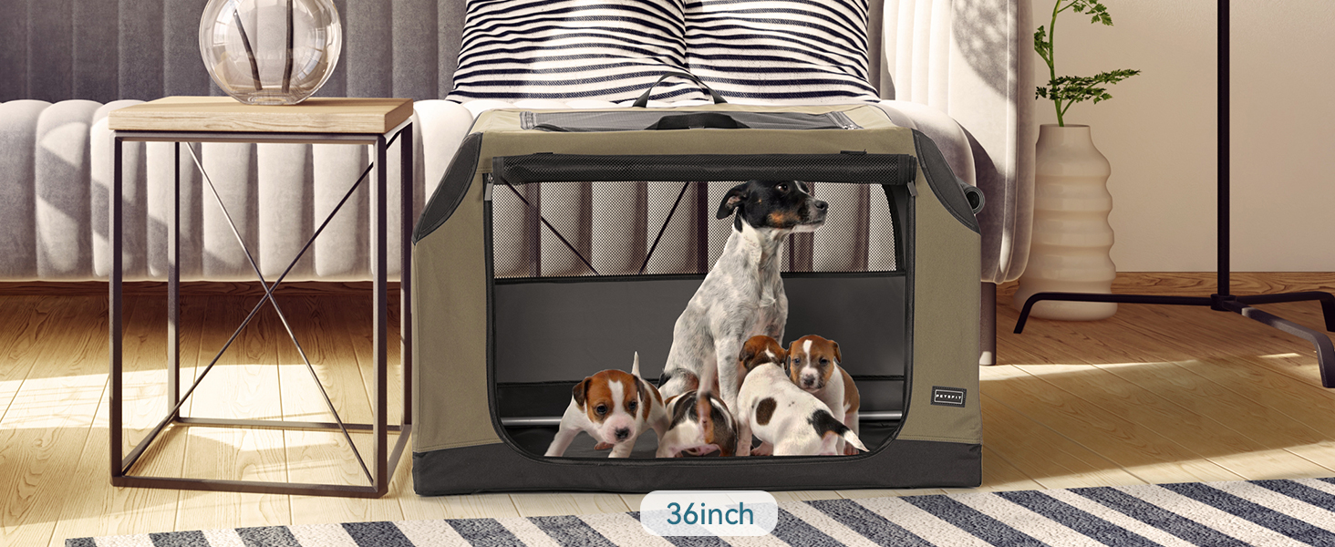 PETSFIT Клітка для собак, переноска для автомобіля, розкладна, зелений армійський колір (S)