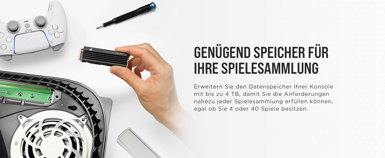 SSD Corsair MP600 PRO LPX 4TB M.2 NVMe PCIe Gen4 для PS5 (7100 МБ/с, 6800 МБ/с, компактний форм-фактор)