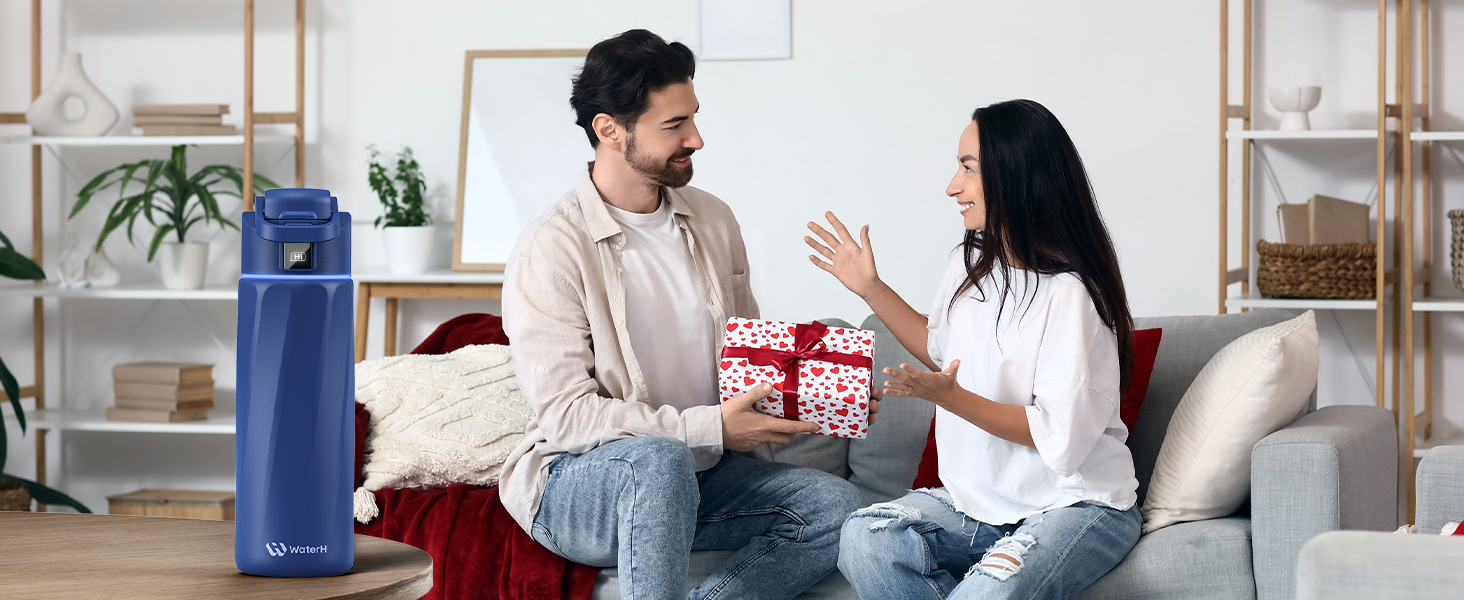 Розумна пляшка для води WATERH Boost з нагадуванням та трекером, 946 мл, нержавіюча сталь, блакитна