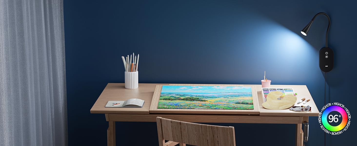 Нічна LED лампа для читання Wandleuchte з USB, 5 рівнів яскравості, сенсорне управління, гнучкий кронштейн, автовимкнення (Чорна)