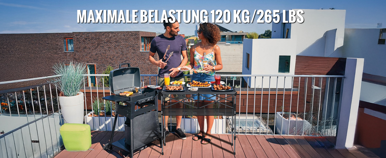 Зручний складаний туристичний стіл Garllen для пікніка та відпочинку на природі, 82x40 см, 2 рівня висоти (44/70 см), сталевий, з сумкою