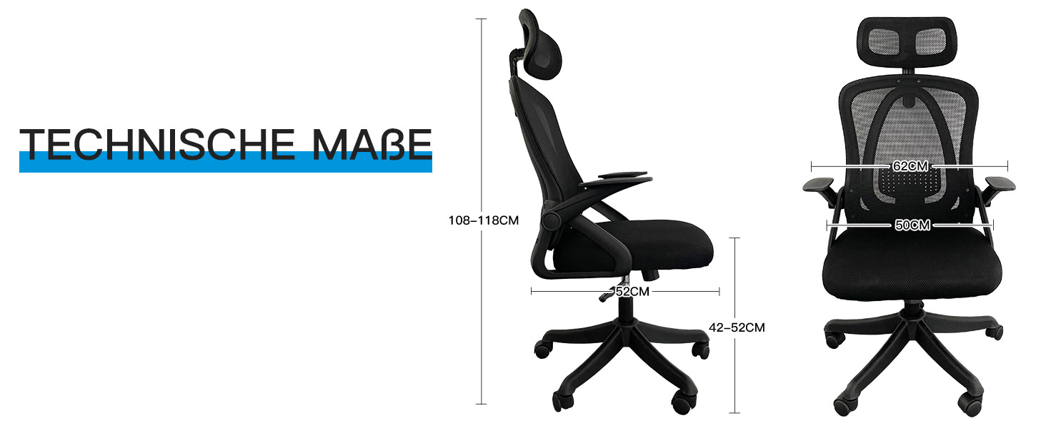 Ергономічне крісло для офісу: регульовані підлокітники, 3D-підголовник та поперекова підтримка, функція гойдання та нахилу (білий та чорний)