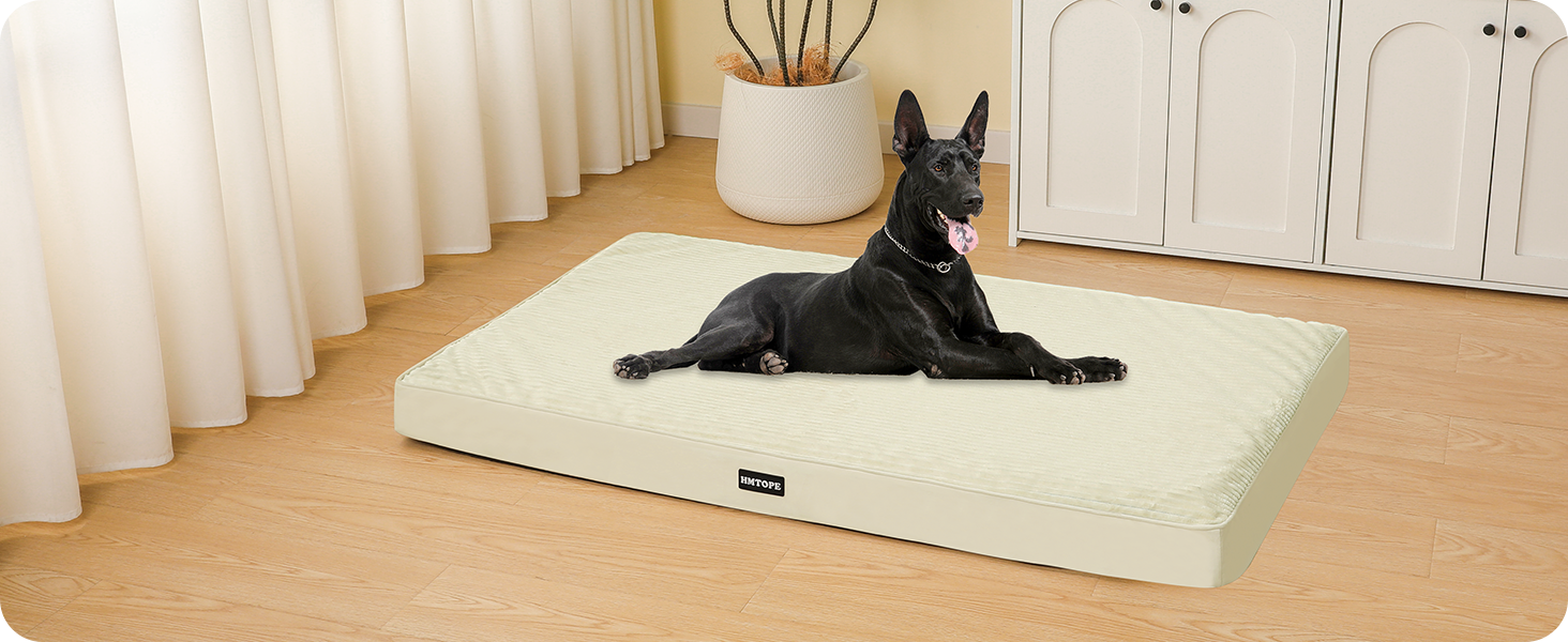 Ортопедичне ліжко для собак HMTOPE, 91 см, товщина 9 см. Зручне, знімне, водонепроникне, з антиковзким покриттям. Підходить для собак середніх порід.