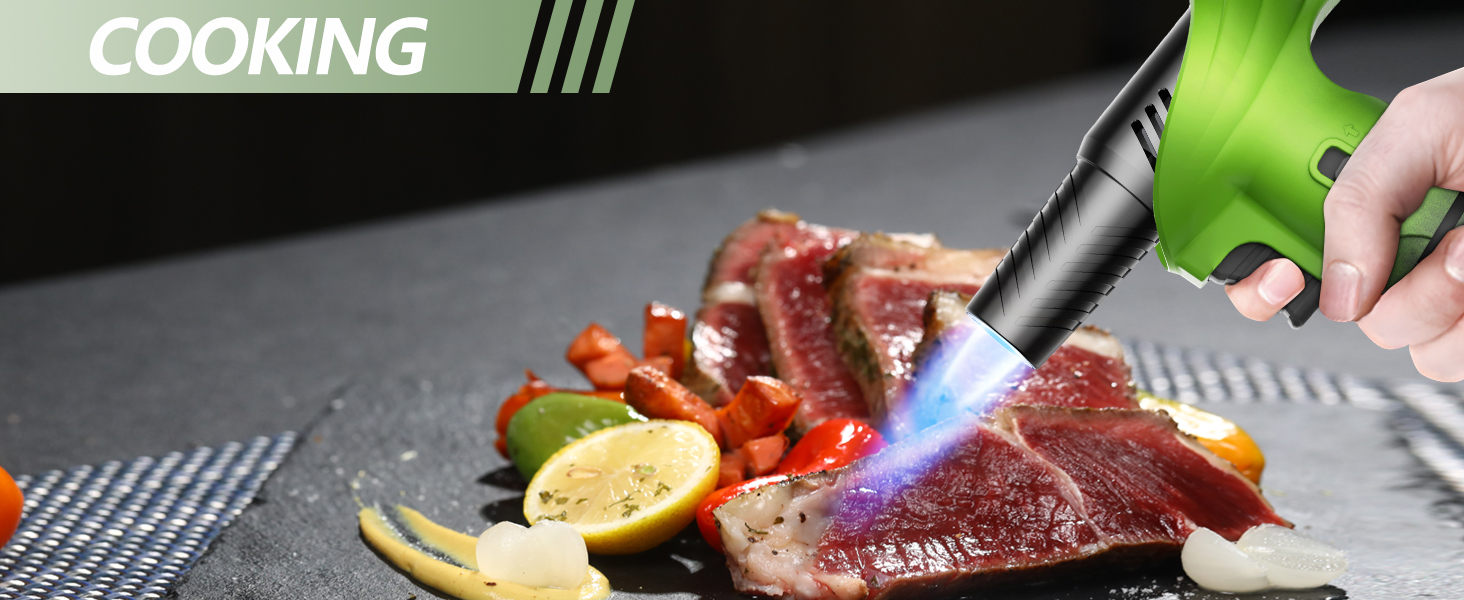 Бутанова запальничка-лампа Flambierbrenner: регульована, поворотна, для паяння, з безпечним закриттям (зелена/чорна)