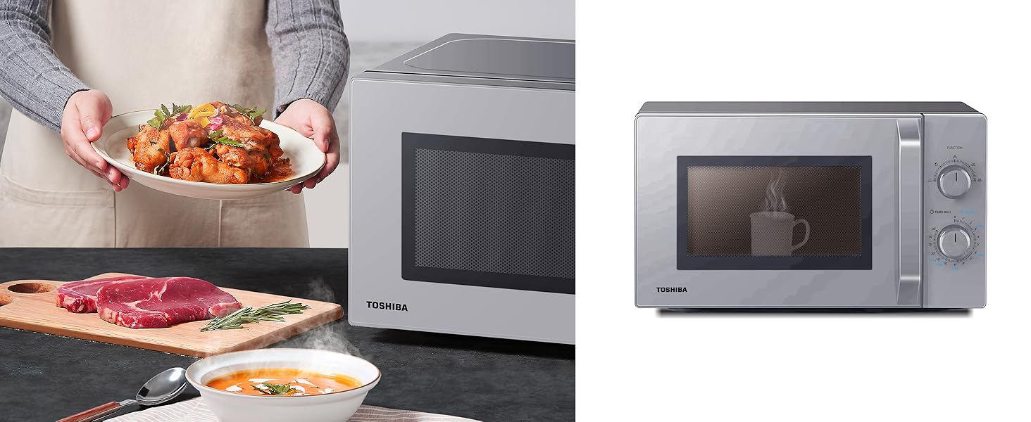 Мікрохвильова піч Toshiba MW2-MM20PF(BK) 20L, 800W, чорна, з функцією розморожування та LED-підсвічуванням