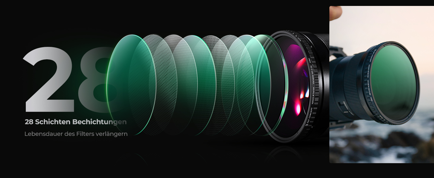 Фільтр ND K&F Concept Variabler 52mm (ND2-32) для фото та відео (Nano-Xcel Series)