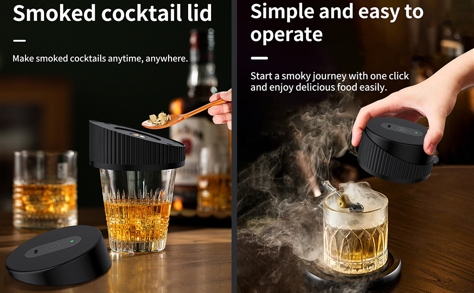 Портативний електричний димогенератор для віскі - багатофункціональний набір для коктейлів з 6 дерев'яними трісками (без бутану) з вбудованим запальничкою