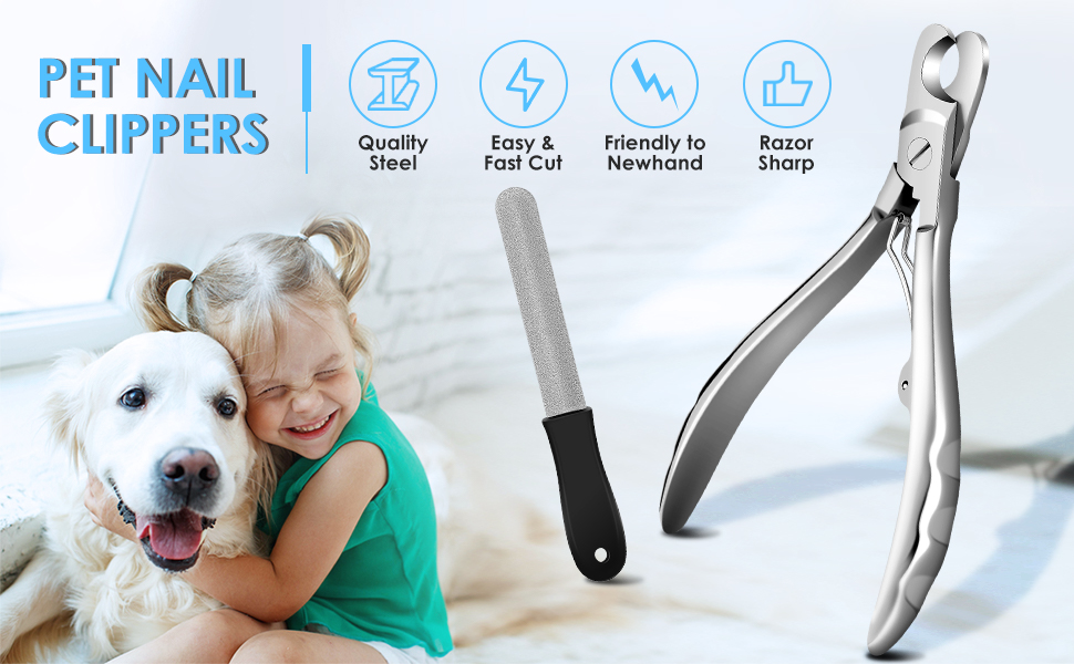 Ножиці для стрижки кігтів собак Gobeigo з пилочкою, професійний догляд за кігтями для домашніх тварин, гострі леза, ножиці для кігтів собак для великих собак/товстих кігтів/старих котів