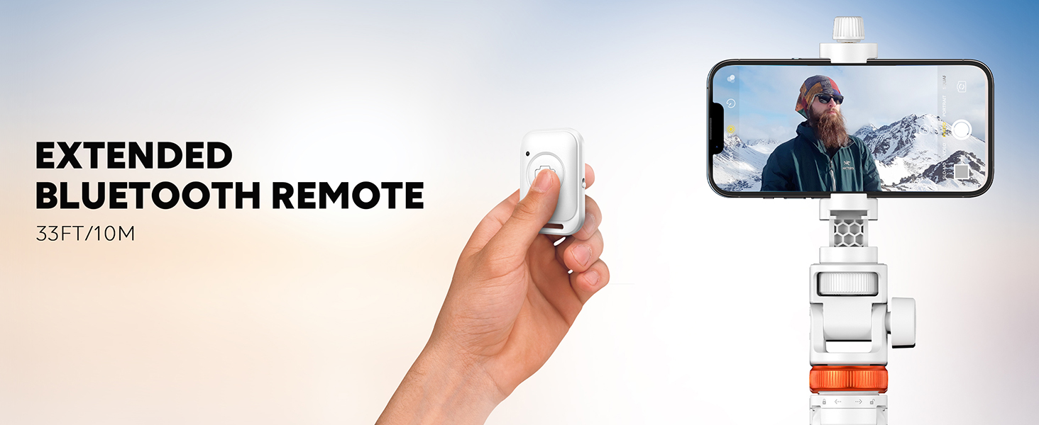 Штатив для смартфона та селфі-стика з пульт дистанційного керування, 158 см, міцна конструкція, регульований, для iPhone/Android (Мінеральний білий)