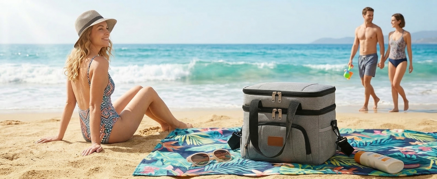 Термосумка JANSBEN для 12 банок: компактна, ізольована, з 6 відділеннями для пікніка, роботи та авто (сіра)