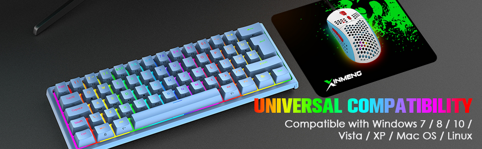 Ігрова комбінація клавіатури та миші MAGIC-REFINER: механічна клавіатура 62 клавіші, RGB-підсвічування, миша 12000 DPI, USB-C, для PC/Mac/Win