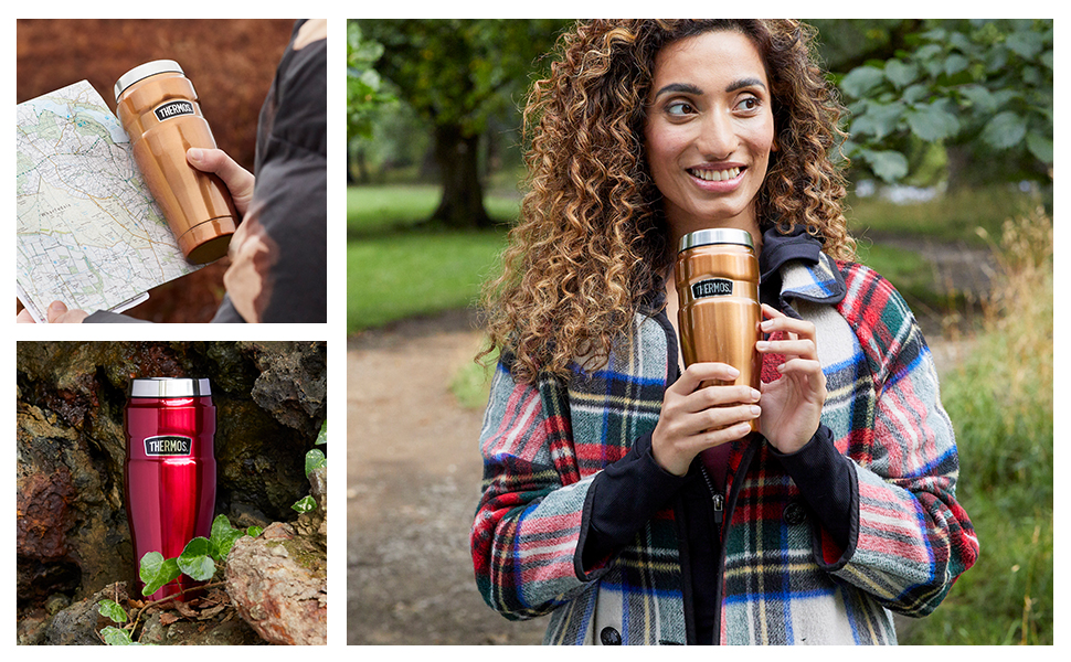 Термокружка Thermos King Reise, нержавіюча сталь, 470 мл, колір полуниця, 8.3 x 8.3 x 20 см