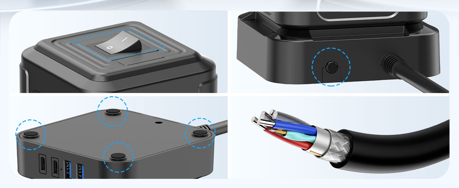 Мережевий фільтр TOPREK у вигляді вежі, подовжувач на 12 розеток з USB-C PD 20W, захист від перенапруги, 3680Вт, чорний