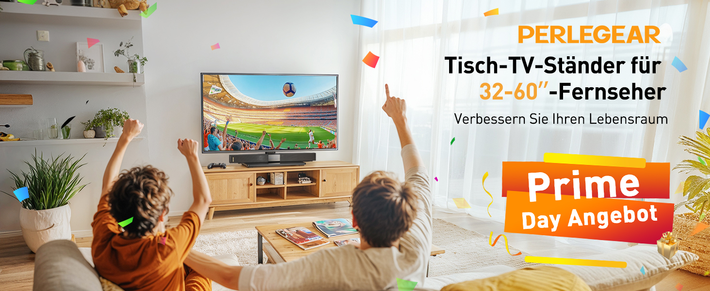 Підставка для телевізора Perlegear - універсальна, 32-60 дюймів, OLED, LCD, LED, VESA 400x400, до 40 кг, регульована висота