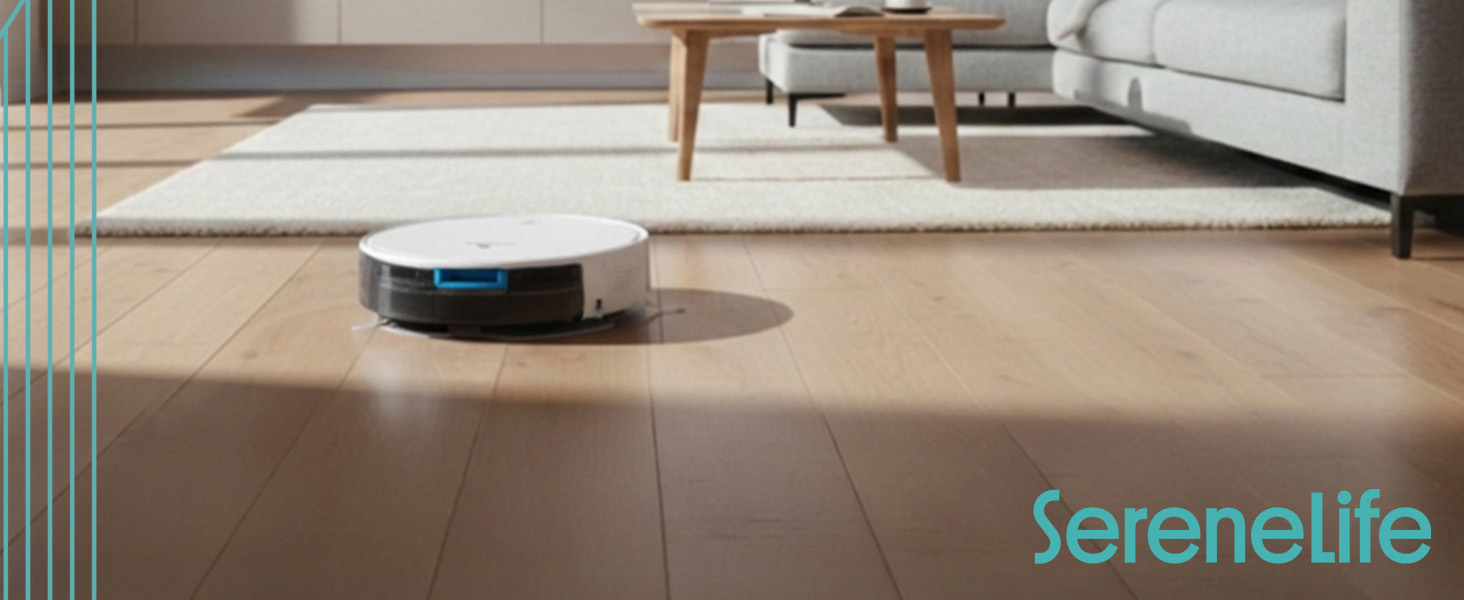Робот-пилосос SereneLife з функцією миття підлоги, 3-в-1, керування через додаток, ідеальний для шерсті тварин та килимів (3000Pa)
