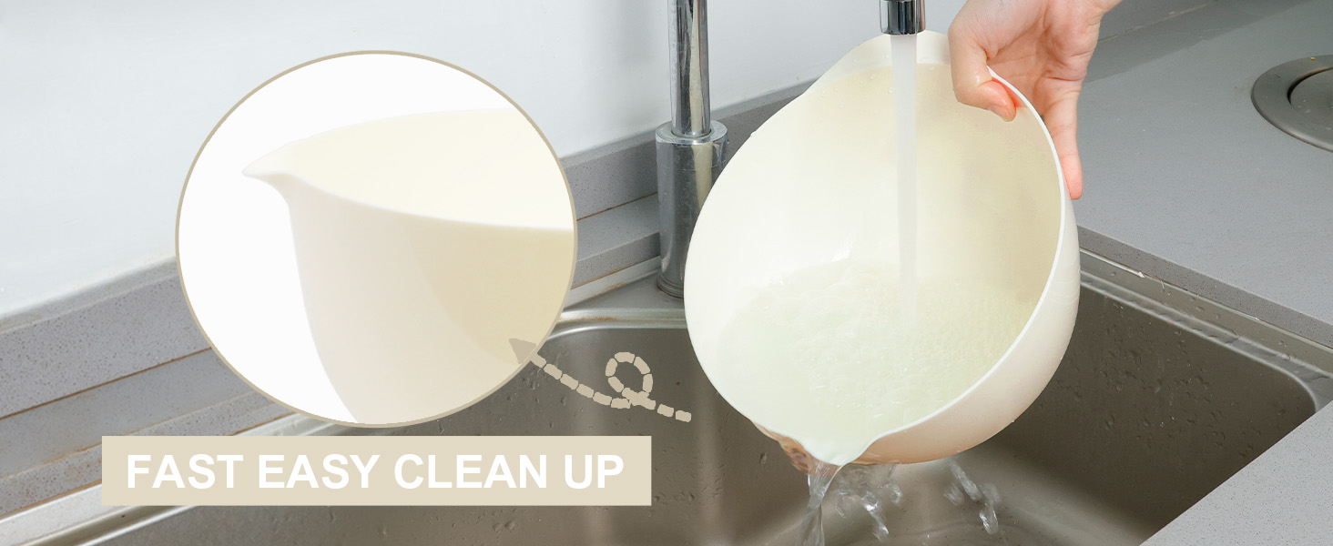 Набір мисок для змішування BoxedHome (4 шт.) з пластику, бежевий. Миски для салатів, ручне миття, неслизькі, стійкі, для сервірування та приготування їжі.