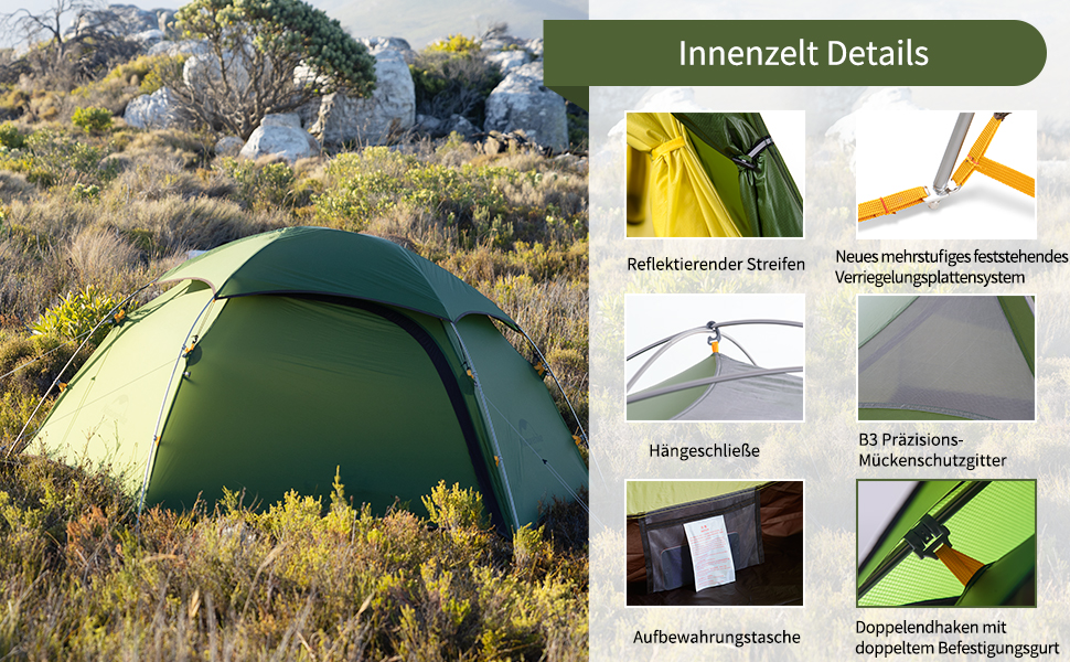 Намет Naturehike Cloud Peak 2-3 особи, 3-4 сезони, легкий туристичний, водонепроникний, сітчастий, для кемпінгу, піших прогулянок, альпінізму
