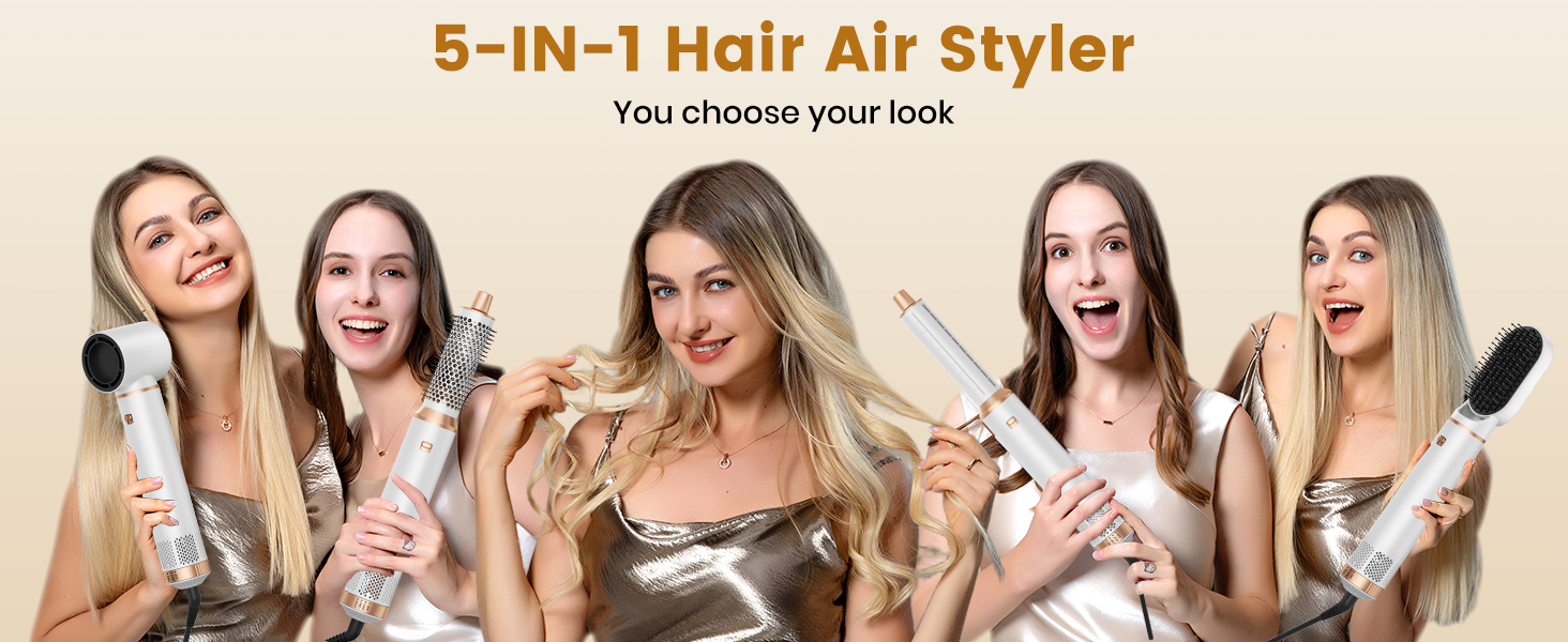 Набір для укладки волосся 6 в 1: фен-щітка, плойка, випрямляч, термощітка, фен, локони. 110000 об/хв.