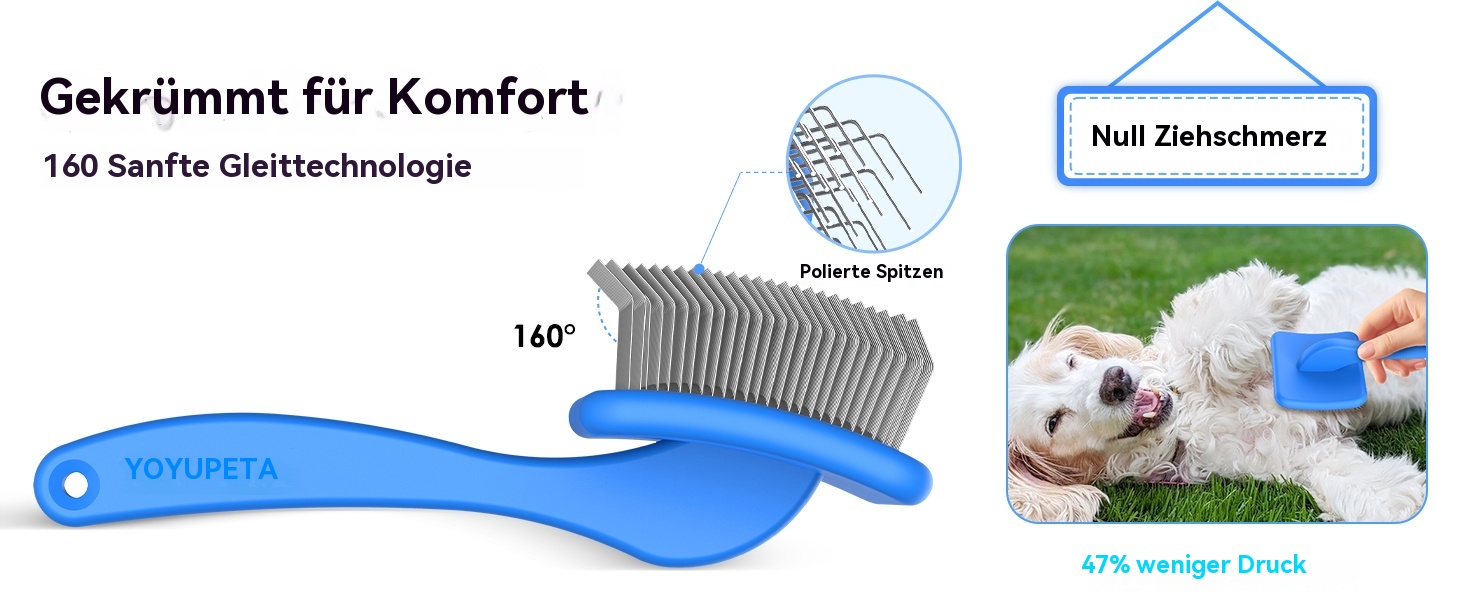 Набір для грумінгу собак великих порід Slicker Bürste: щітка, гребінець для підшерстя та гребінець з нержавіючої сталі. Підходить для собак та котів з підшерстям (голден ретрівер, австралійська вівчарка). Колір: блакитний