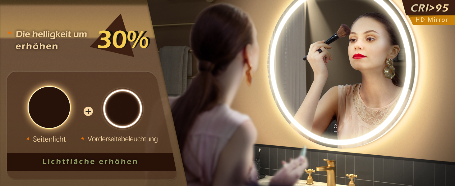 LED дзеркало для ванної кімнати KWW 80 см з регулюванням кольору, протитуманне, диммування, сенсорне керування, 80x80 см