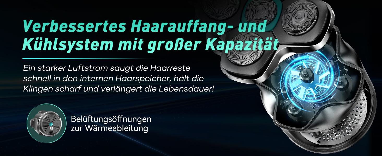 Електричний голковий бритва для чоловіків Glatzen Rasierer: бездротовий, вологостійкий, з 5D рухомою головкою, чорний