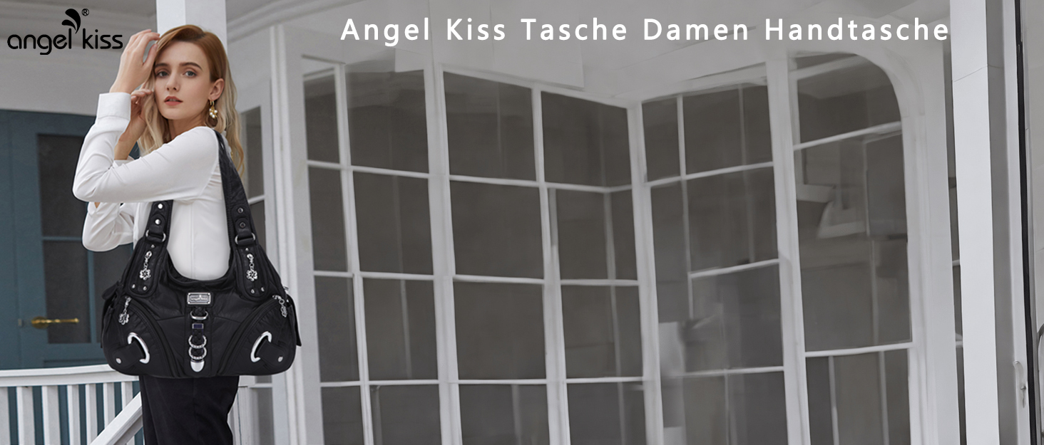 Сумка жіноча Angel Kiss Hobo через плече, чорна, PU шкіра, багато відділень