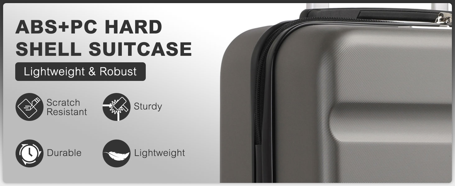 Чемодан-тележка KONO з розширенням, жорсткий корпус, XL, з TSA-замком та 4 колесами, 75x47.5x29.5 см, сірий