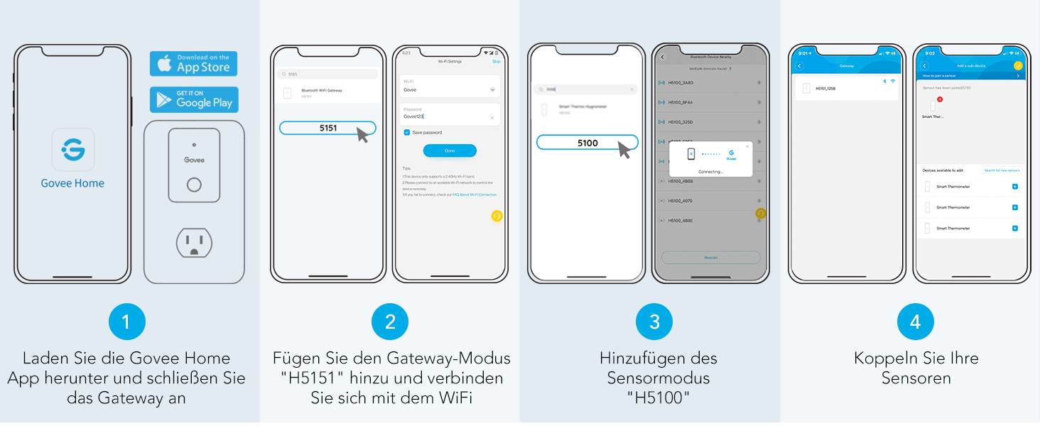 GoveeLife Wi-Fi гігрометр-термометр для приміщень, 3 шт. Смарт датчик температури та вологості з додатком, збереженням даних, для теплиць, винних погребів