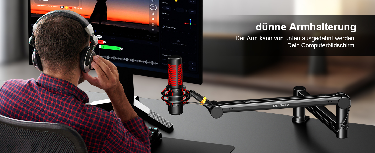 Кріплення для мікрофона Aokeo AK-58 - низькопрофільний тримач для HyperX, Elgato, Shure, Blue Yeti
