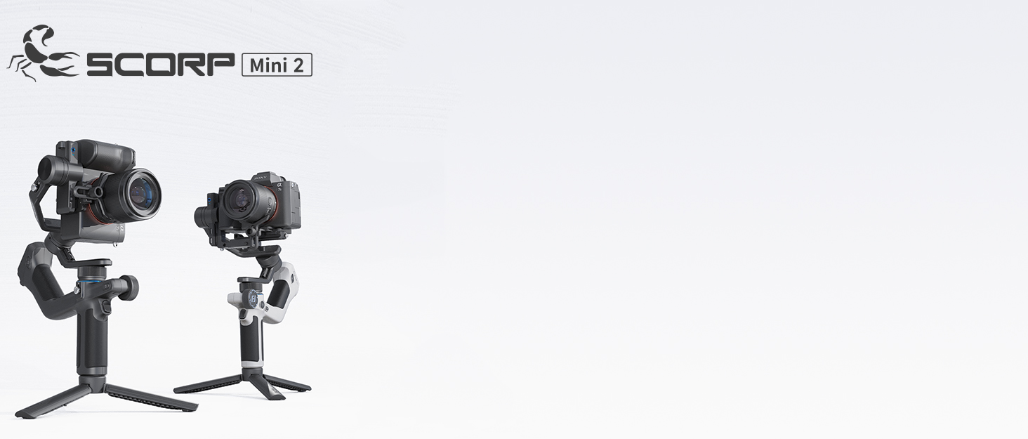 Feiyu SCORP Mini 2 Kit - Стабілізатор для бездзеркальних камер/Action-камер/iPhone/Samsung, Ручний 3-осьовий гiмбал з сумкою, світлом для селфі та подовжувачем. Чорний та білий кольори