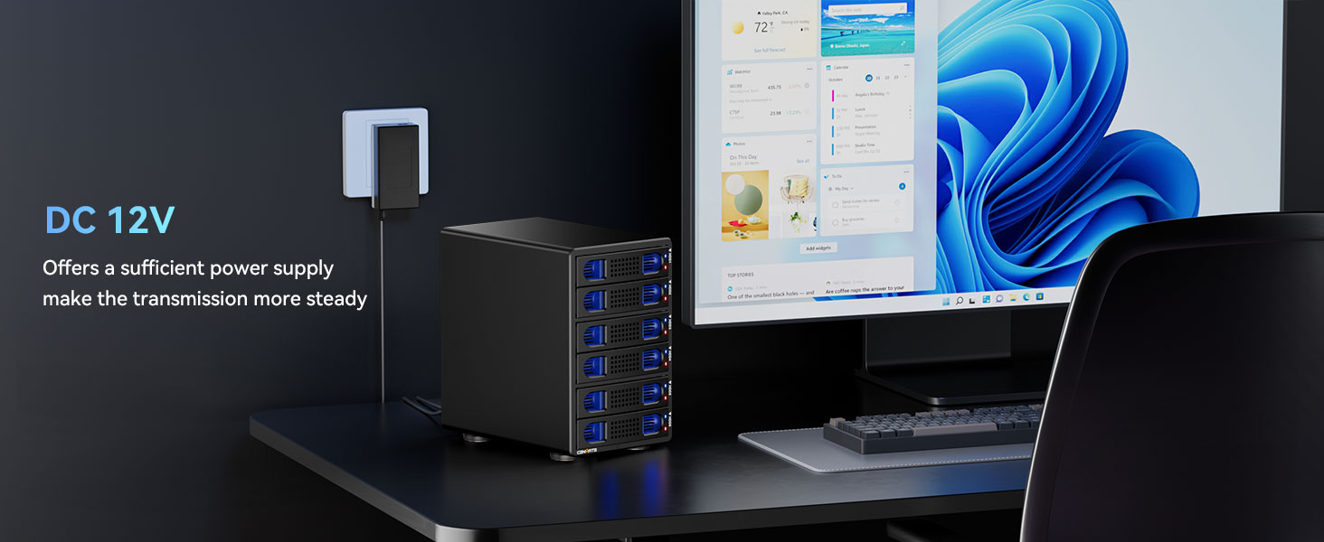 Корпус для жорстких дисків 10Gbps з алюмінію Dual Bay з вентилятором для 2.5/3.5 SATA HDD/SSD з USB A/C 3.2, підтримка Hot Swappable, Daisy Chain, без інструментів, DAS (НЕ RAID/NAS)