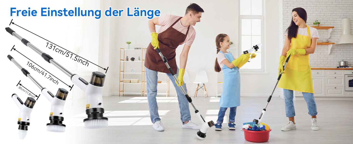 Електрична щітка для прибирання OTRAKI з 7 насадкоми: для ванної, кухні, плитки, авто