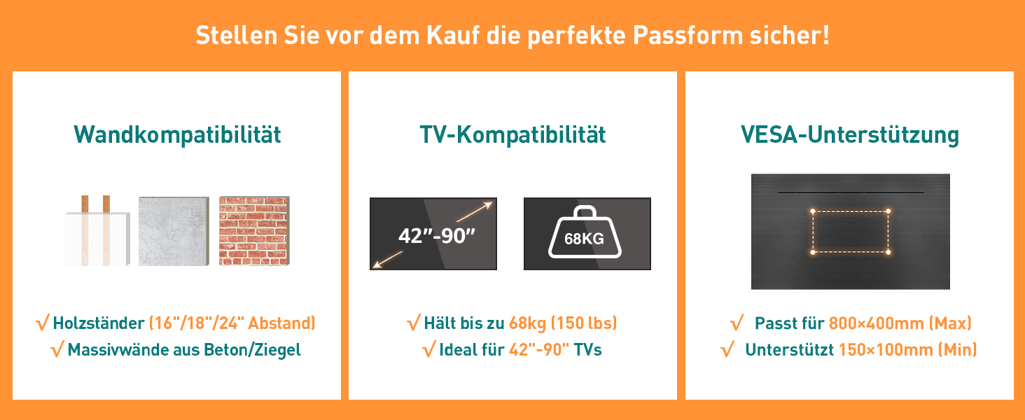 Кронштейн для телевізора ELIVED з подовженим плечем 102.7 см для 42-90 дюймів (до 68 кг), поворотний, з кутом нахилу, VESA 800x400