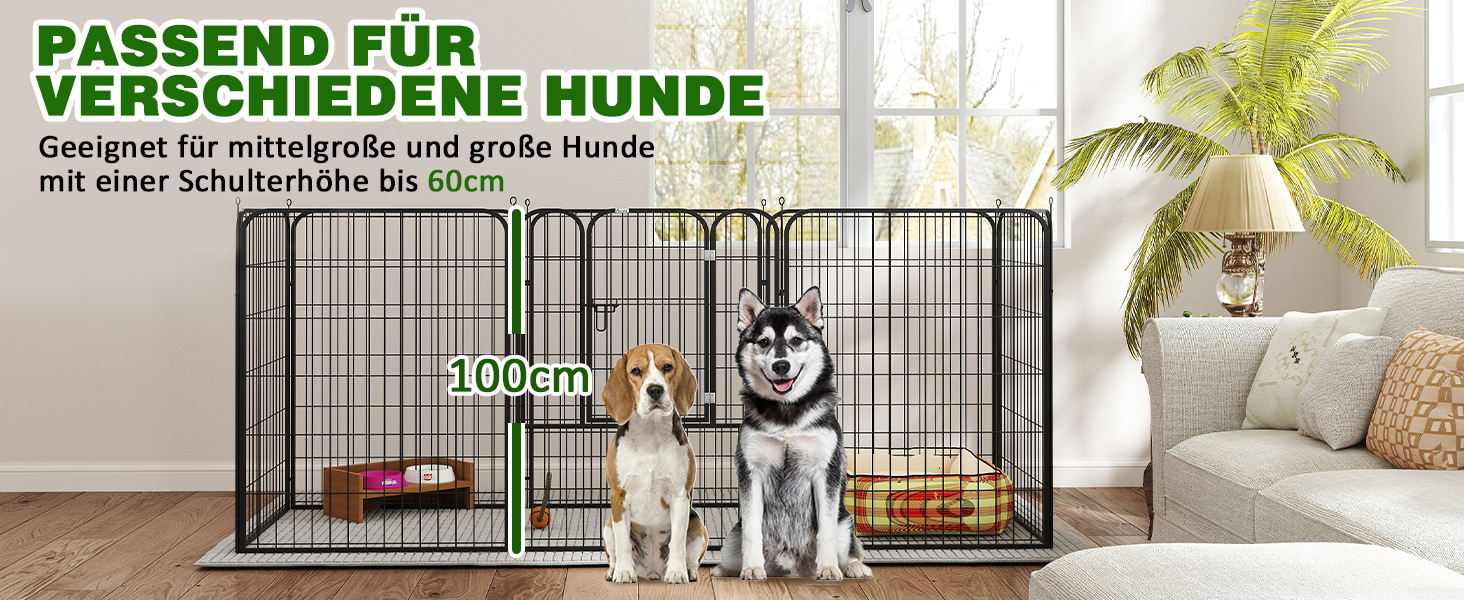 Клітка-манеж для цуценят PawHut 8-секційний, 80x100 см, для собак, котів, цуценят, для дому та вулиці