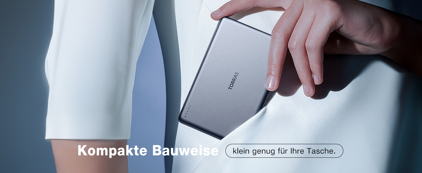 Портативний зарядний пристрій TORRAS MiniMag Qi2 з MagSafe, 10000mAh, сертифікований Qi2, магнітний, з кабелем USB-C 30W, бездротовий зарядний пристрій 15W для iPhone 17 Pro Max/Air/12-16, AirPods, сірий, титан