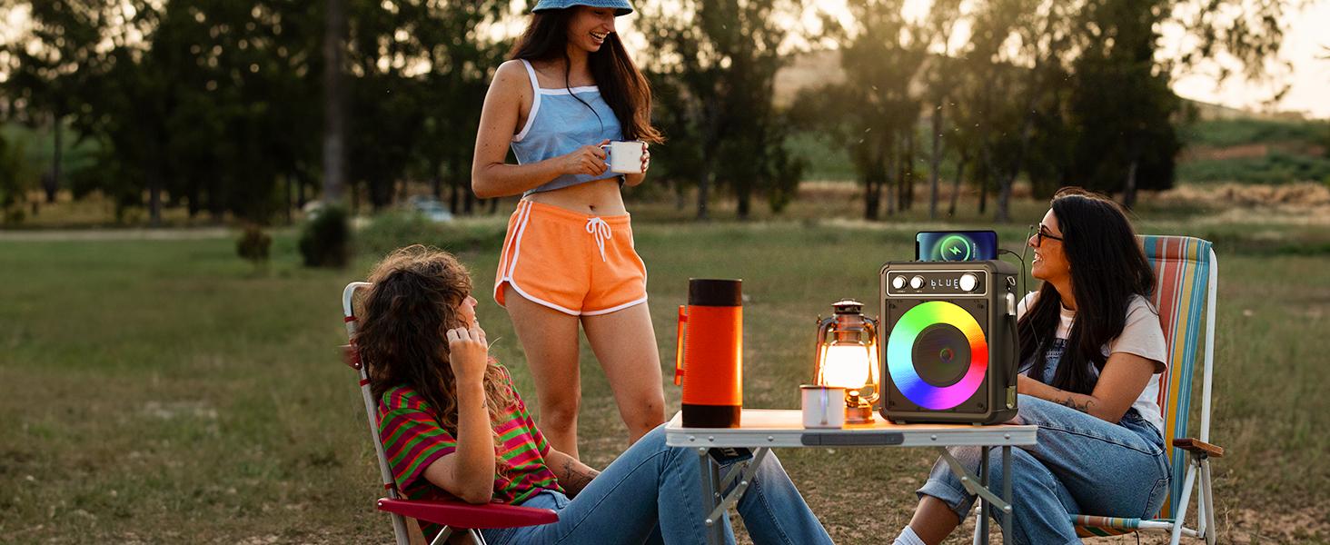 BONAOK Караоке Мікрофон для Дорослих, Портативна Караоке Машина з Bluetooth, 2 Мікрофони, 15 Вт, Підсвітка, Чорний T03