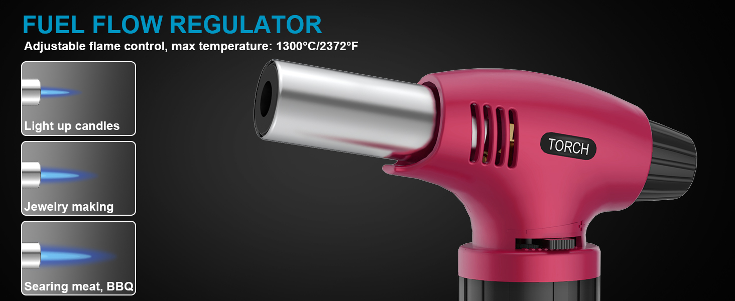 Нагрівач для крем-брюле, перезавантажуваний, рожево-чорний. Міні-нагрівач з безпечним закриттям та регульованим полум'ям для десертів, крем-брюле, барбекю. (Бутан не входить до комплекту)