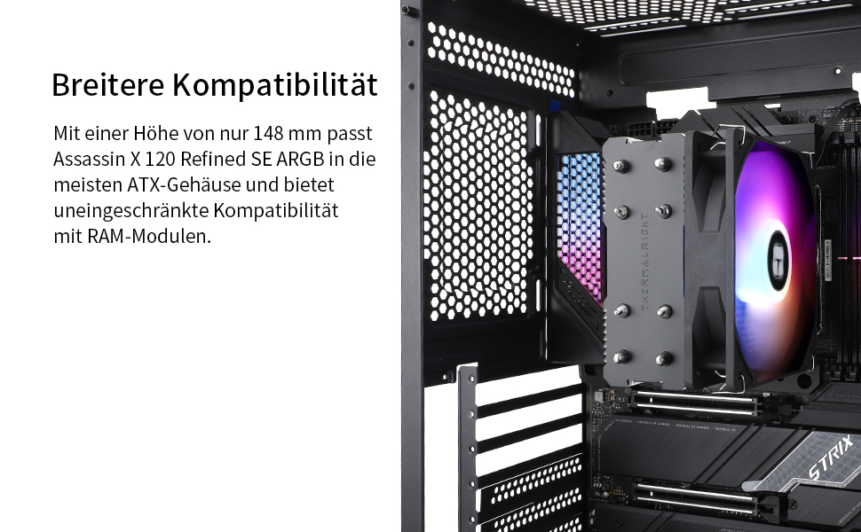 Thermalright AssassinX120 SE ARGB - Кулер для CPU з 4 тепловими трубами та тихим вентилятором TL-C12C-S PWM, сумісний з AMD AM4/Intel 1700/1150/1151/1200