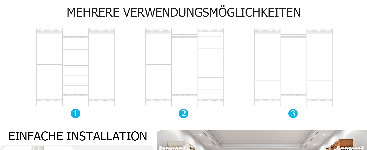 Стійка для одягу KZOBYD з полицями та вішалкою, металева, біла