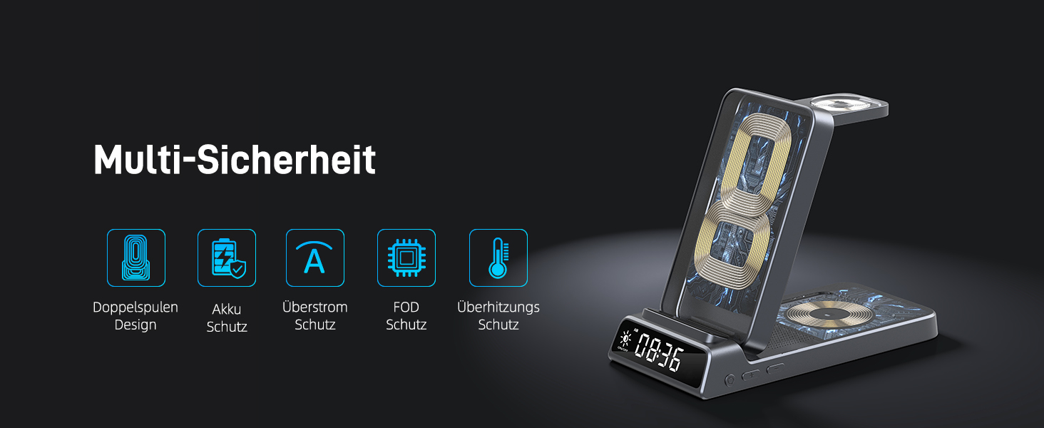 Бездротова зарядка для Samsung з годинником: станція для Galaxy S25 Ultra/S24/Z Fold 6/Flip 7/Bud, Watch, Galaxy Watch 8/7/6/5Pro, 3 в 1, сірий