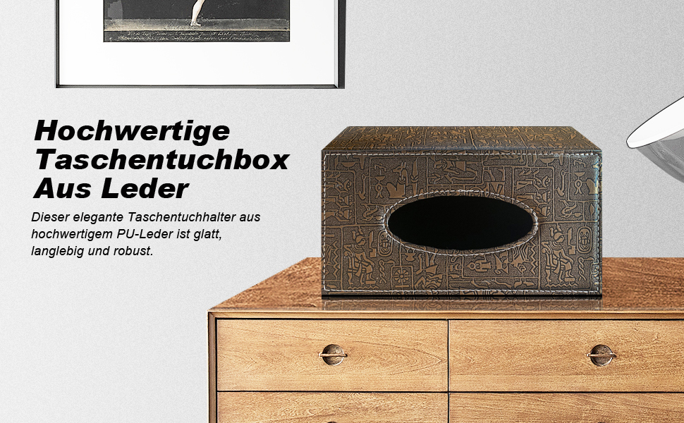 Тримач для серветок зі шкіри, стильний, міцний, для дому, офісу, автомобіля. Тримач для тканинних серветок, прямокутний, ретро-дизайн (1 шт.)