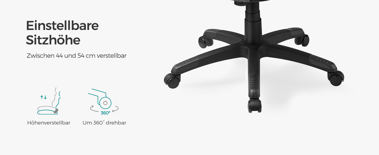 Крісло офісне SONGMICS, крісло для офісу, крісло для комп'ютера, крісло шеф-менеджера, регульована висота, оббивка, сірий (54 x 50 x 112-122 см)