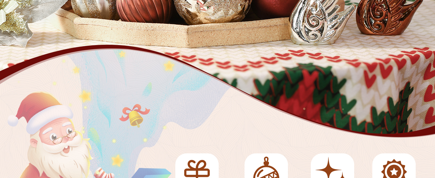 Набір прикрас для ялинки Alupssuc 128 шт. - ялинкові кулі, квіти, орнаменти, червоно-золотий (шампань, коричневий)