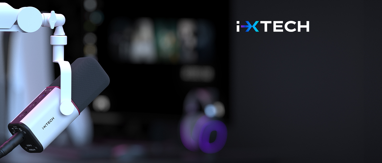 IXTECH Мікрофон з нирковою характеристикою RGB, USB/XLR, для студії, подкастів, стрімінгу, геймінгу та запису голосу, білий