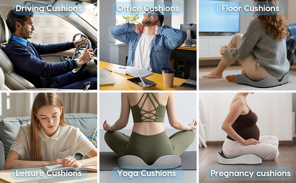 Подушка для сидіння DmTown з піною з пам'яті: ергономічна подушка для куприка, для полегшення болю в куприку та ішіасу, для геморою, для автомобіля, офісного крісла, інвалідного візка