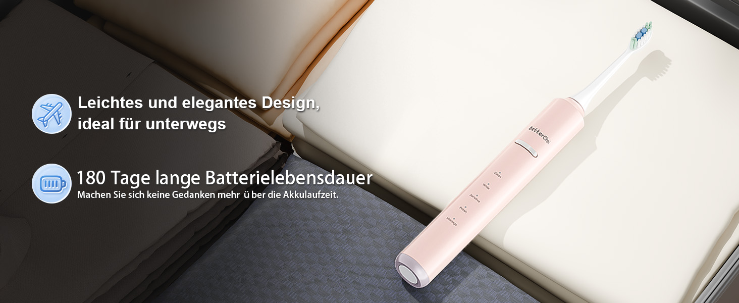 Електрична зубна щітка Betterchoi з магнітною левітацією, 41 000 VPM, 4 насадки, IPX7, 180 днів роботи, 5 режимів, таймер, рожева