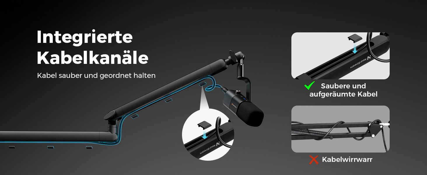 Підставка для мікрофона NearStream ST20 з поворотним кріпленням 360°, регульована висота та адаптер 3/8-5/8 - для подкастів, стрімінгу, геймінгу, офісу